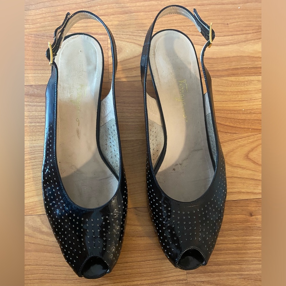 Salvatore Ferragamo - Vintage Black Patent Italian Leather Loafer - Size 9.5 - Picture 9 of 16